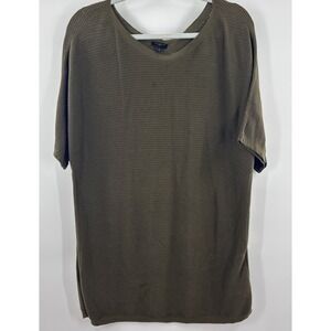 Talbots Plus XL  Women's  Olive Green Short Sleeve Knit Top Ribbed‎ Round Hem